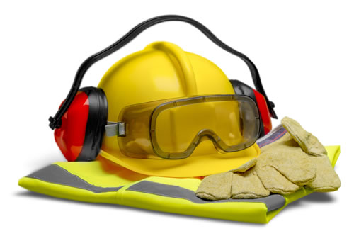 Safety Equipment - Helmet, Goggles, Ear Protection, Vest and Gloves