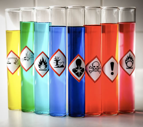 Aligned Chemical Danger pictograms - Serious Health Hazard
