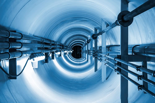 Underground tunnel connecting the pipes from the old plant to the new plant for transport gas and electrical line